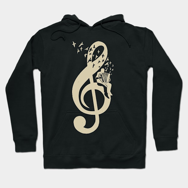 Treble Clef -  Music Accordion - Vintage Hoodie by barmalisiRTB